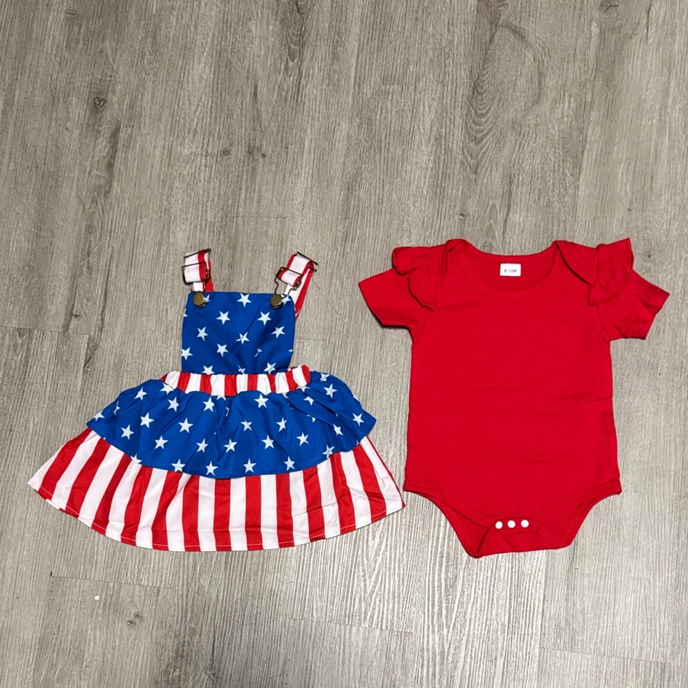 ***2/$15***  NWOT Patriotic Baby Dress with Stars and Stripes